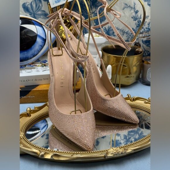 🆕 GIANNI BINI 🧿 NWOB Alexi Rhinestone Ankle Wrap Pointed Toe Pumps, Sz 7 - Picture 4 of 14